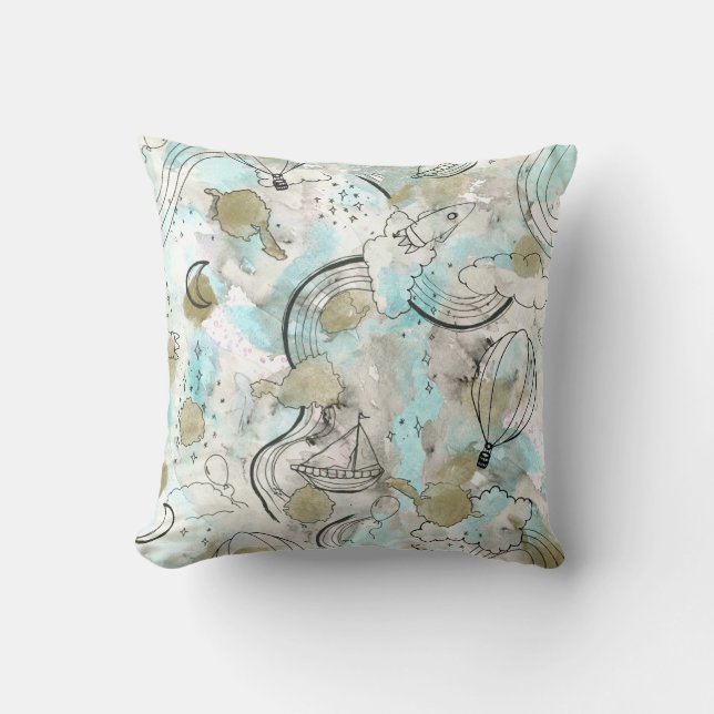 Coussin Skyscape bleu et voyages somptueux (Recto)