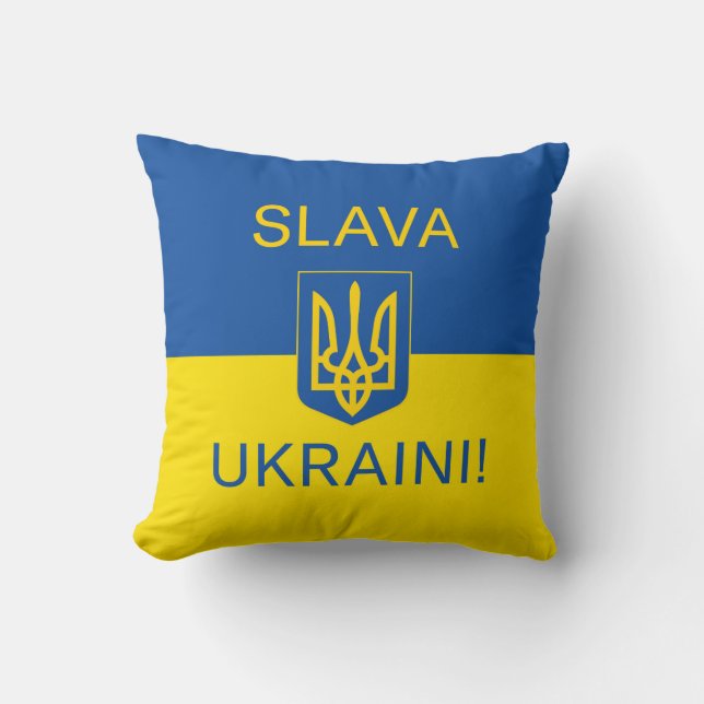 Coussin Slava Ukraine gloire Ukraine guerre symbole de pai (Recto)