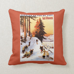 Coussin Sledding et skier à l'affiche de VOSGES
