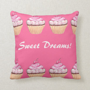 Coussin Sleepover rose de petits gâteaux de filles de