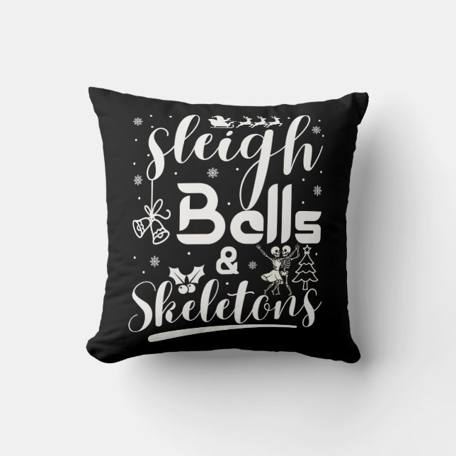 Coussin Sleigh bells & skeletons dancing funny christmas (Recto)
