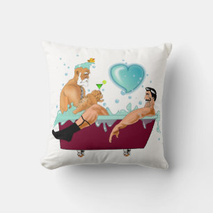 Coussin SlipperyJoe's deux gays hommes aiment la baignoire