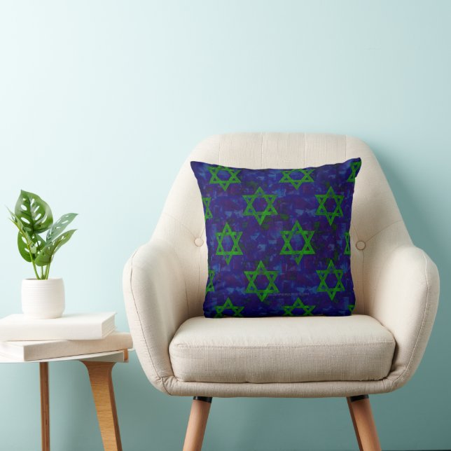Coussin SlipperyJoe's Hanukkah rangées vertes Étoiles de D (Chaise)
