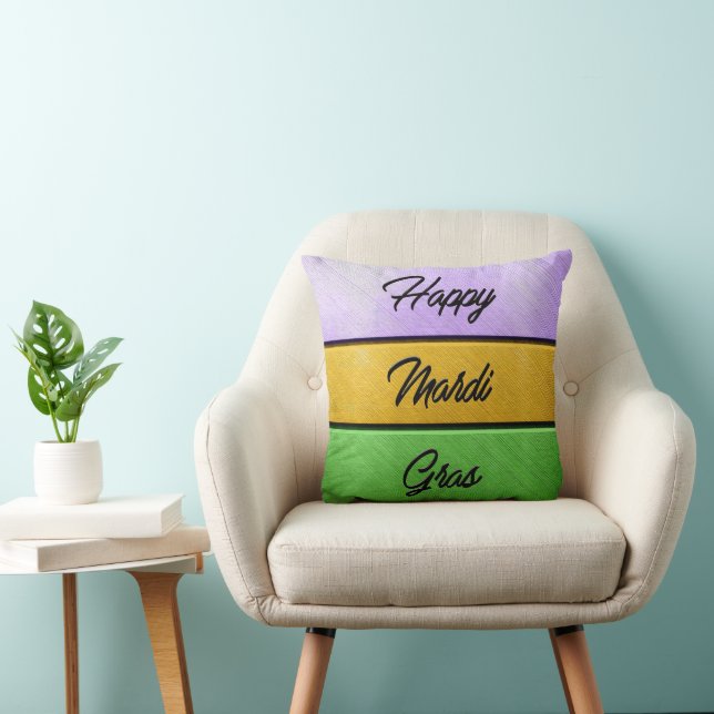 Coussin SlipperyJoe's Happy Mardi Gras violet or vert b (Chaise)