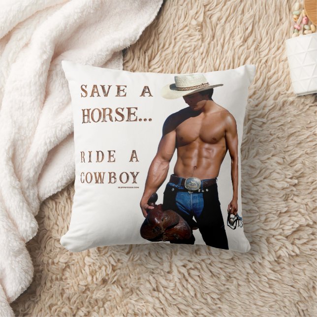 Coussin SlipperyJoe's save horse ride paille cowboy casque (Couverture)