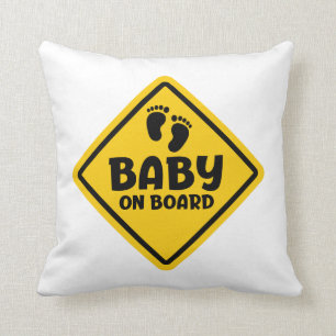 Coussin Slogan baby on board - bébé à bord, en voiture.
