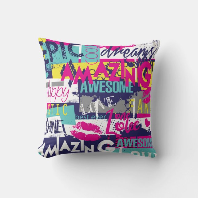 Coussin Slogan brillant : Mode Abstraite sans couture (Recto)