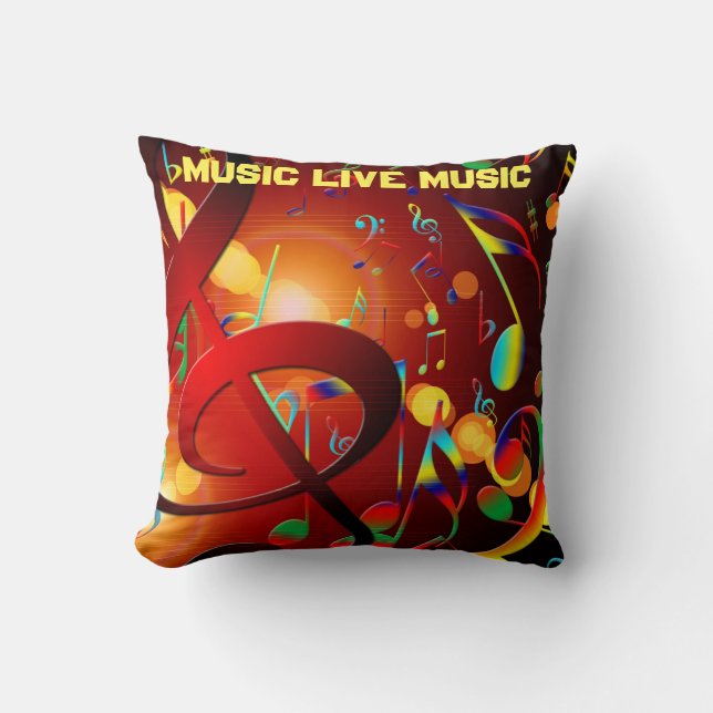 Coussin Slogan de musique en direct coloré (Recto)