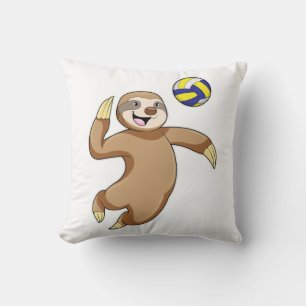 Coussin Sloth comme joueur de volleyball avec volleyball