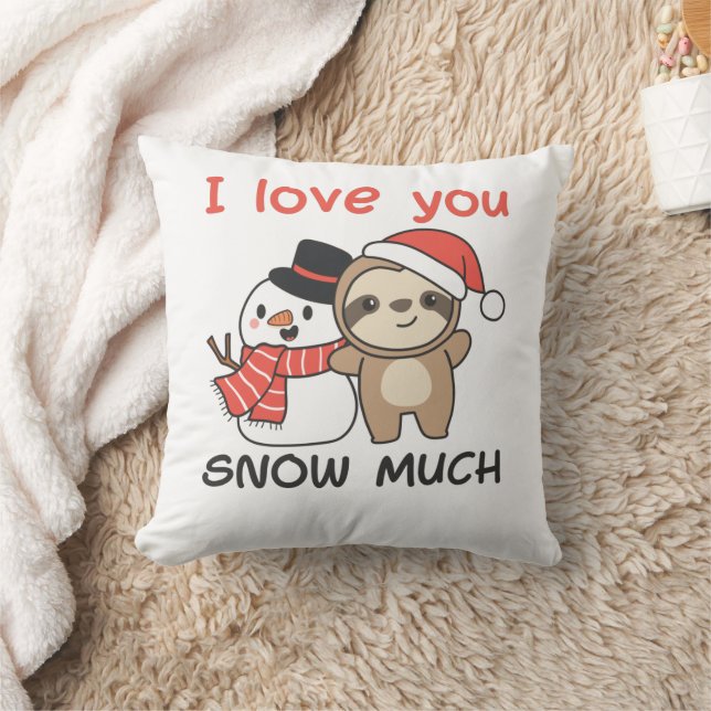 Coussin Sloth I Love You Snow Much Snowman Pun (Couverture)