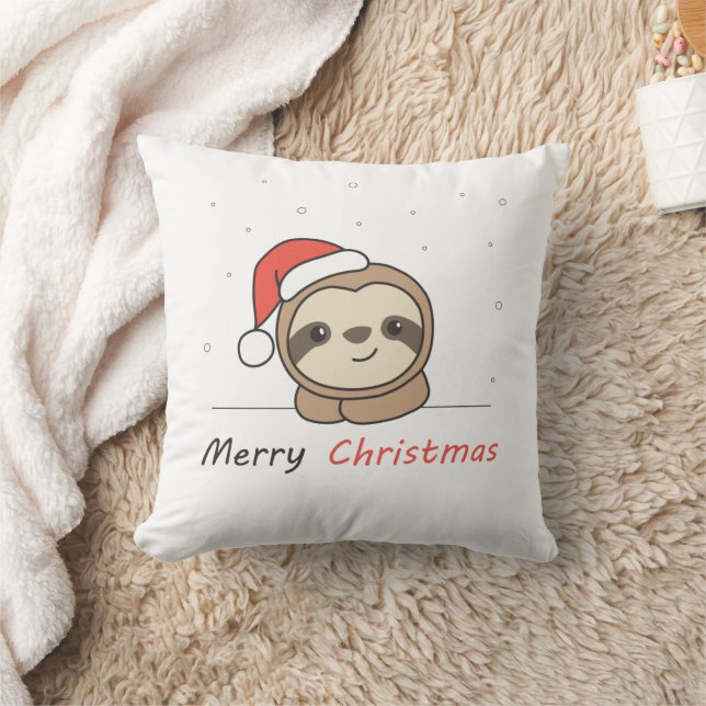 Coussin Sloth Noël Neige Hiver Animaux Fentes (Couverture)
