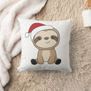 Coussin Sloth Noël Neige Hiver Animaux Paresseux Jeter P