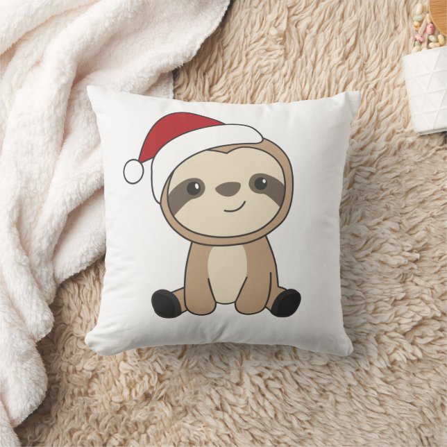 Coussin Sloth Noël Neige Hiver Animaux Paresseux Jeter P (Couverture)