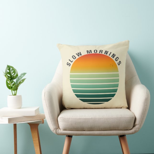 Coussin Slow Mornings - Retro Sunset Throw Pillow (Chaise)