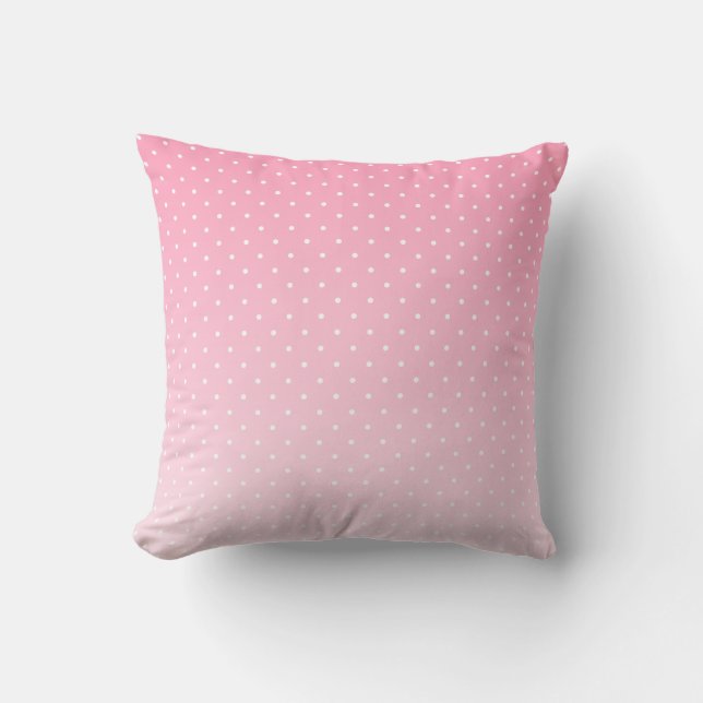 Coussin Small White Polka Dots-Ombre Pink Throw Pillow (Recto)