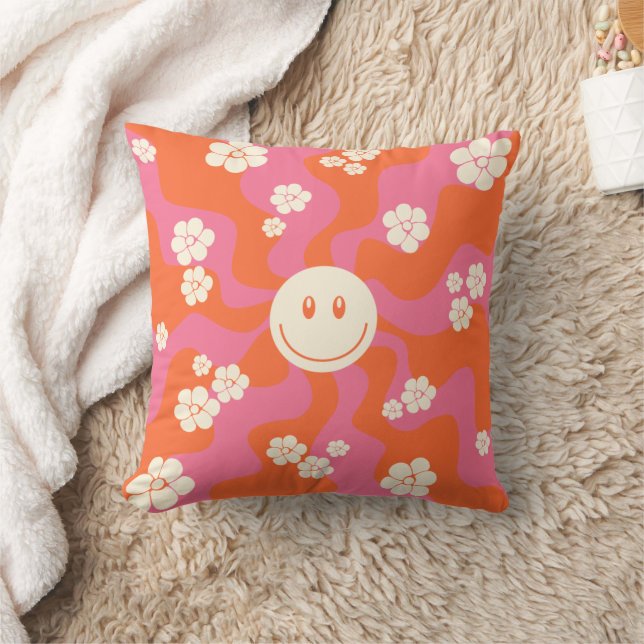 Coussin Smile - rose, orange et crème (Couverture)