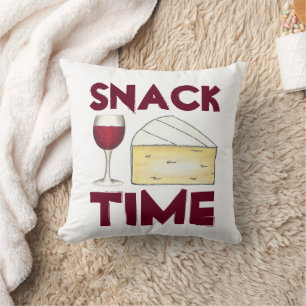 Coussin Snack Time Red Merlot Vin Brie Fromage Amant