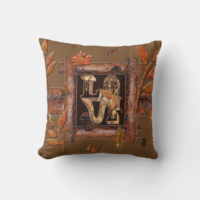 Coussin Snake Love Rustic Feuilles (Recto)