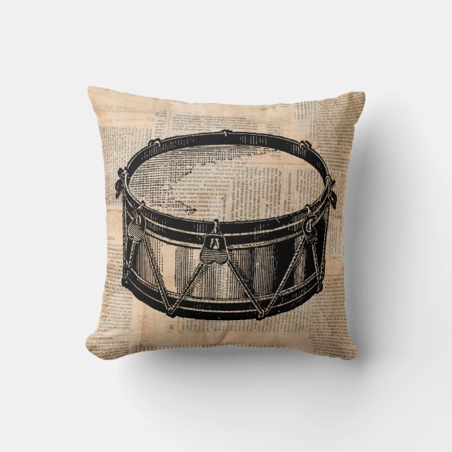Coussin Snare Drum avec journal Arrière - plan Musique Art (Recto)