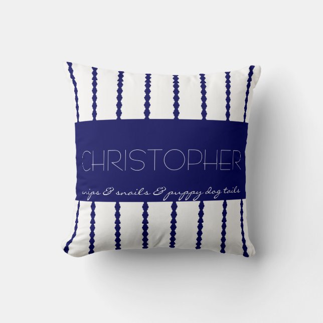 Coussin Snips & Snails &... Navy/White Stripes (Recto)