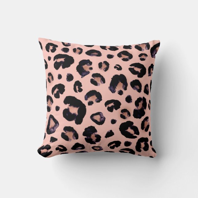 Coussin Snow Leopard noir gris beige arrière - plan sans c (Recto)