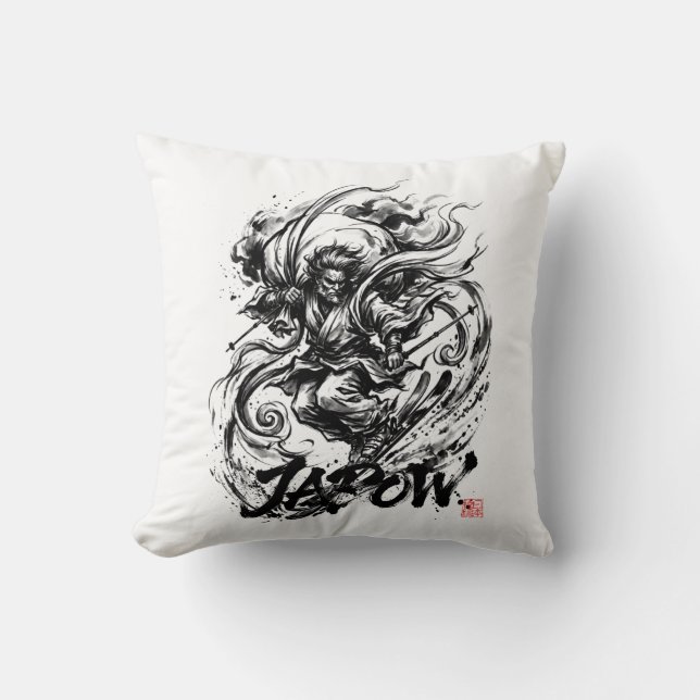 Coussin Snowboard Brush Art - Skier Fujin God (Recto)