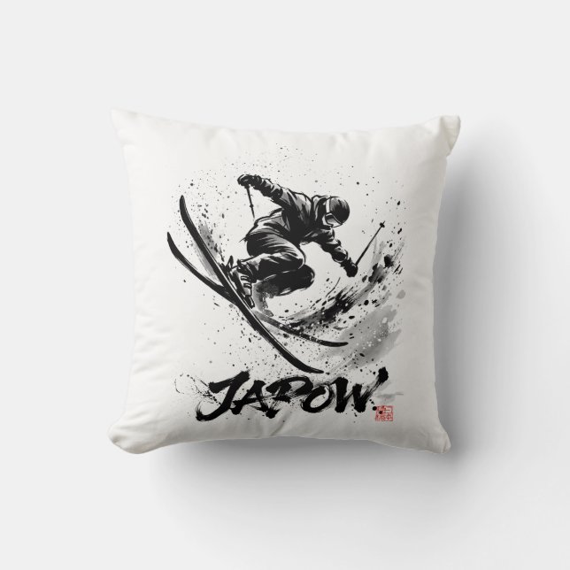 Coussin Snowboard Brush Art - Skier Slush Powder (Recto)