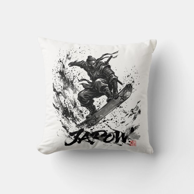 Coussin Snowboard Brush Art - Snowboarder Ninja (Recto)
