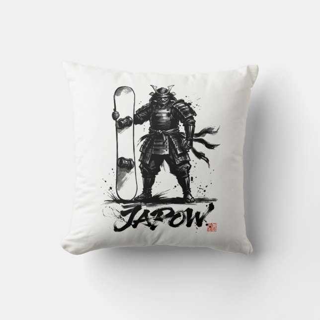 Coussin Snowboard Brush Art - Standing Samurai snowboard  (Recto)