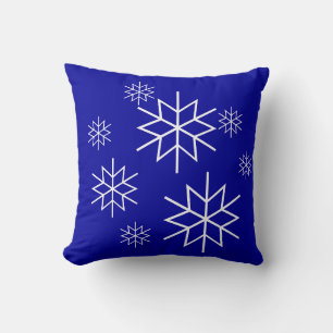 Coussin - Snowflakes - Blanc sur Bleu