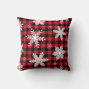 Coussin Snowflakes & Buffalo Plaid : Charme hivernal