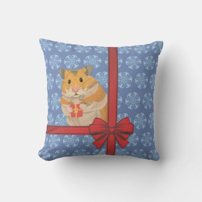 Coussin Snowflakes Christmas Hamster (Recto)