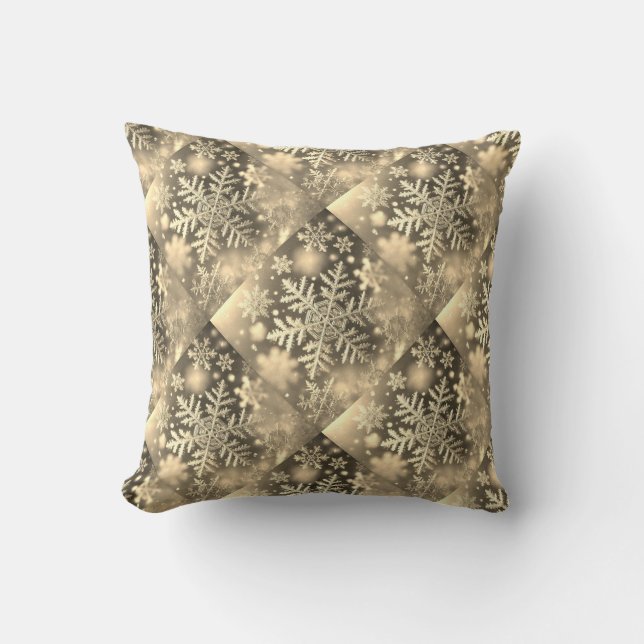 Coussin Snowflakes / Dans Le Fog / Sepia / Tilted (Recto)