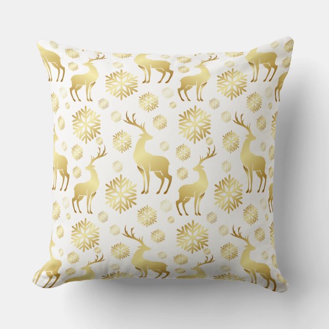 Coussin Snowflakes et rennes de Noël (Recto)