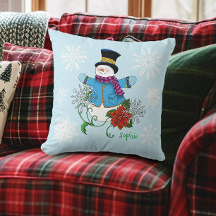 Coussin Snowflakes Poinsettia