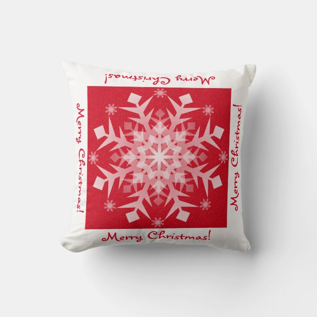 Coussin Snowflakes Snowing Holiday Pillow Red (Recto)