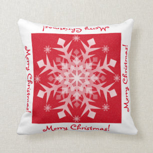 Coussin Snowflakes Snowing Holiday Pillow Red