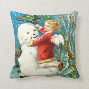 Coussin Snowman Angel Cherub Four Leaf Clocher