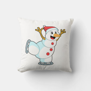 Coussin Snowman au patinage sur glace avec patins sur glac