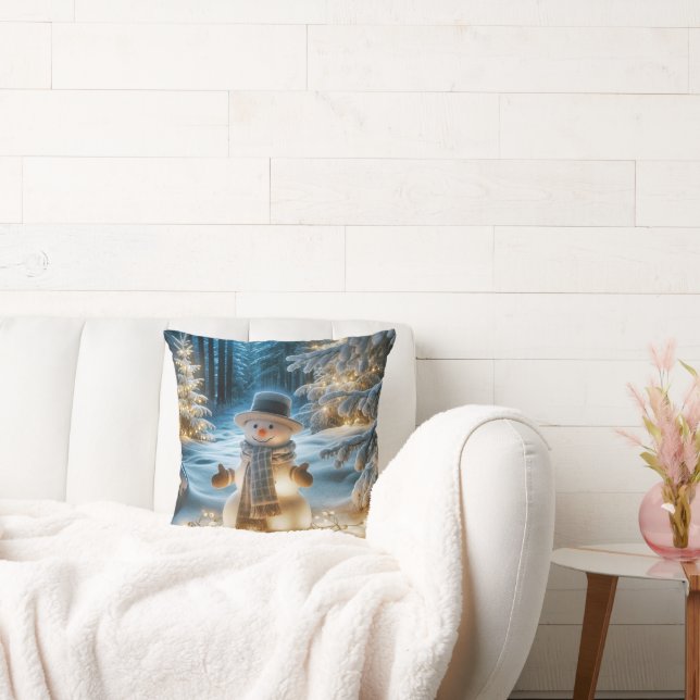 Coussin Snowman Avec Lumières De Noël (Canapé)