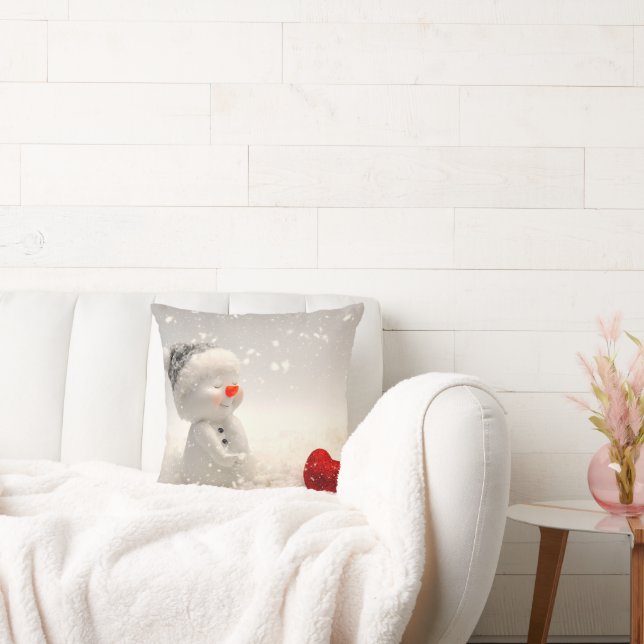 Coussin Snowman de Noël avec Amour plein de coeur (Canapé)