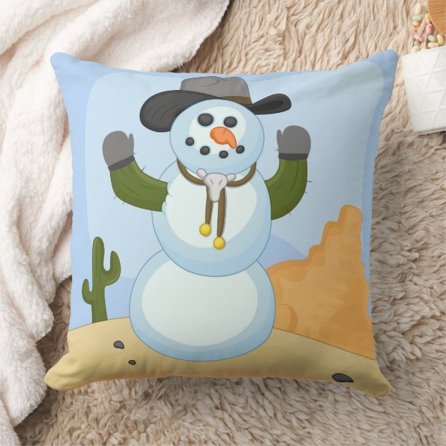 Coussin Snowman de Noël occidental avec Casquette (Couverture)
