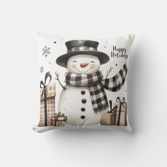 Coussin Snowman Joyeuses Fêtes (Recto)