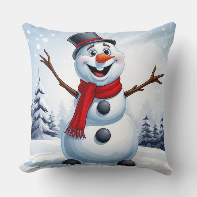 Coussin Snowman joyeux (Recto)