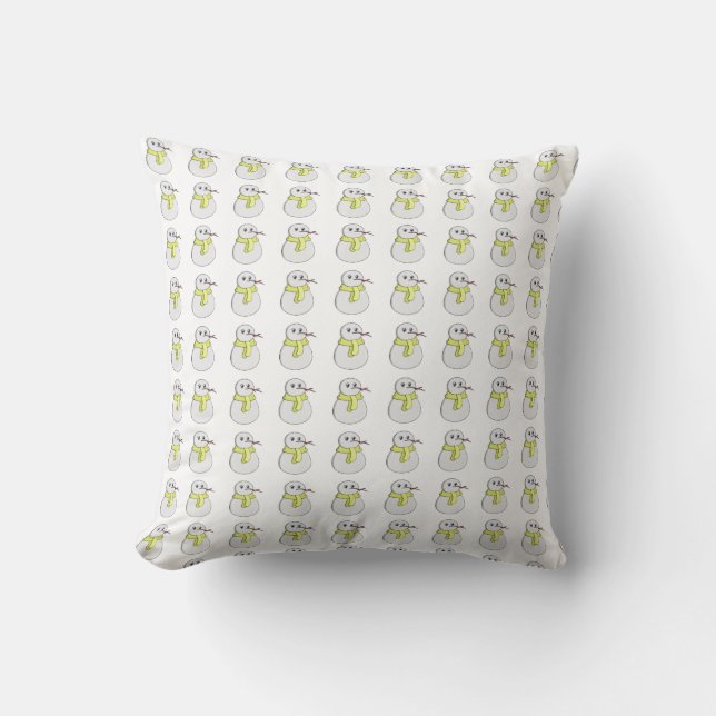 Coussin Snowman portant une écharpe jaune (Recto)