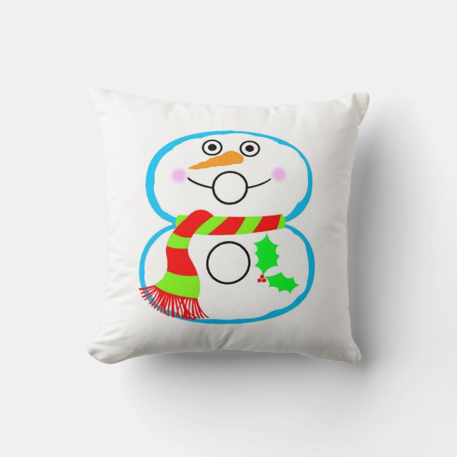 Coussin Snowman Rouge Vert Écharpe Noël Maison de vacances (Recto)