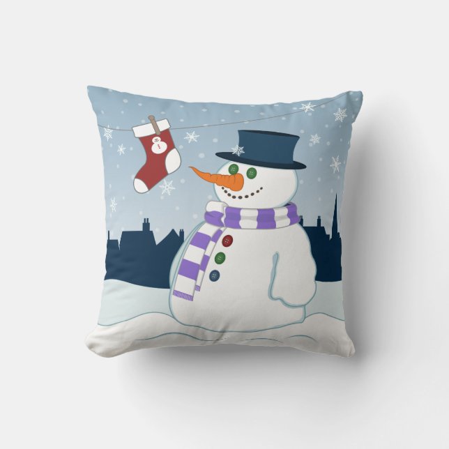 Coussin Snowman & Stocker Scène de Noël (Recto)