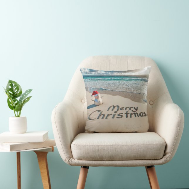 Coussin Snowman Tropical Sur Une Plage (Chaise)