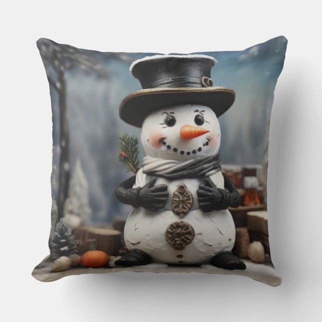 Coussin Snowman Twinkle étincelle Joie en hiver Wonderland (Recto)