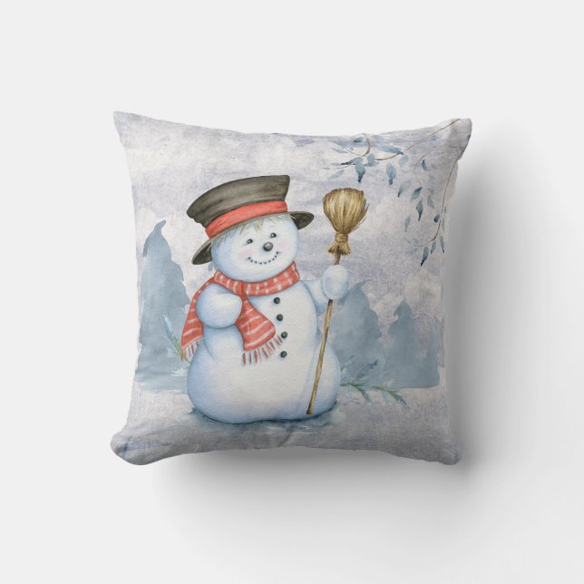 Coussin Snowman Watercolor Snow (Recto)
